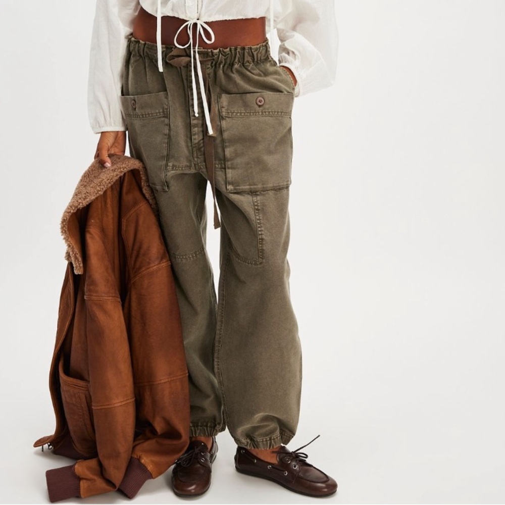 Free People River Stone Cargo Pants In Mulled Basil
